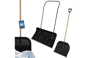 KOTARBAU® Set Pala de Nieve 80 cm con Ruedas + Pala de Nieve 48 cm con Borde de Perfil de Aluminio, Pala de Nieve con Mango de Metal, Eco