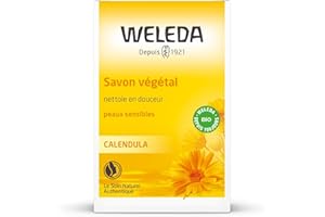 WELEDA - Savon végétal au Calendula - Nettoie en douceur - Mousse fine et onctueuse - NATRUE* - Bio** - Vegan*** - 100g