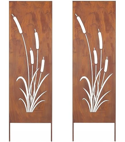 Kapaga, Frangivista in Metallo, 2 x 160 cm x 50 cm, Effetto Ruggine, Protezione da Sguardi Indiscreti, per Giardino e Terrazza