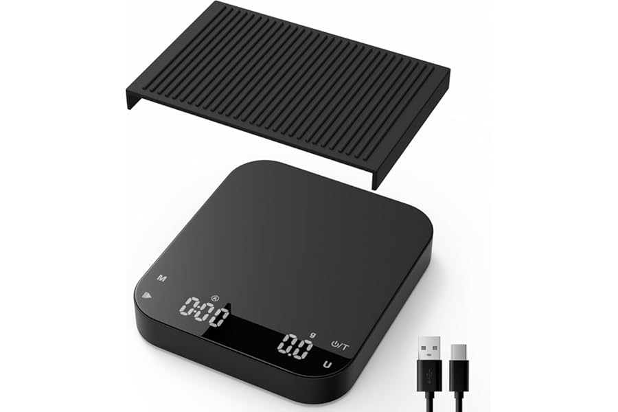 Rechargeable Mini Coffee Scales with Timer, Diyife 0.1g/3KG High Precision Electronic Espresso Scale with HD LED Display,Auto & Manual Timing, Portable Analytical Lab Balance for Labs, Jewellers, Gold