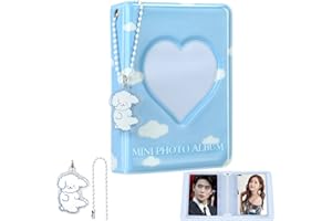KeCool 3 Zoll Kpop Photocard Binder, 40 Pockets Photocard Holder Kpop Niedlich Mini Photo Kpop Album, Love Heart Hollow Kpop Binder Photo Card Holder with Lovely Pendant für Fotosammlung