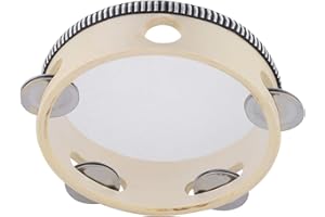 Musfunny Tamburin 15 cm Hand Trommel Tambourine Holz Schlagzeugglocke Birke Metallschellen Percussion Musikinstrument für KTV, Party, Spiele (15 cm, 6 Zoll)