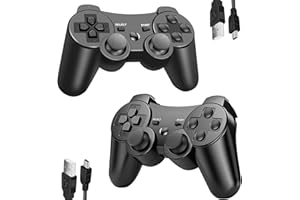 Lunriwis Wireless Controller für PS3, 2er Pack Wireless Controller für Play-Station 3 mit Dual Shock, Bluetooth Controller, Gyro Axis,Rechargable Remote Gamepad Joystick mit 2 Ladekabel