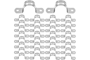 Dtoterul 32 Piezas Abrazadera de Tubo en U de 20 mm Abrazaderas para Tubo Acero Inoxidable 304 Abrazadera de Fijación de 2 Orificios Manguera Abrazadera,para Tubería de Agua Tubería de Acero