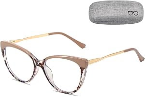 Cleoxyge Blaulichtfilter Brille Ohne Sehstärke für Damen-Herren,Metallrahmen Anti Blaulicht UV400-Schutz PC Gaming Mit Brillenetuis und Brillenputztuch Fake Brille