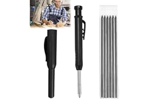 Bansusu 1PCS Mechanical Carpenters Pencil Heavy Duty Builders Pencil Solid Carpenter Pencils Long Nosed Deep Hole Woodworking Pencils with 6 Refills for Builders Construction Architect Woodworking