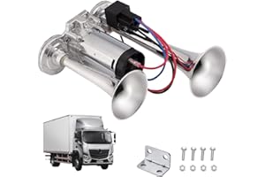 Rppiup LWK Hupe 12V, 600DB Super Laut Air Horn, Doppelrohr Lufthorn Train Horn mit Kompressor, Lufthorn Drucklufthorn Laute Hupe Kit, für 12V Fahrzeuge LKW Lörries Züge Boote Cars Vans, Silber
