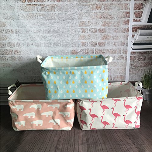 Inwagui Faltbaren Aufbewahrungskorb Wäschekorb Kinder aufbewahrung Spielzeug Warenkorb Kleidung Halter mit Deckel 39* 25* 22cm-Regentropfen A - 7