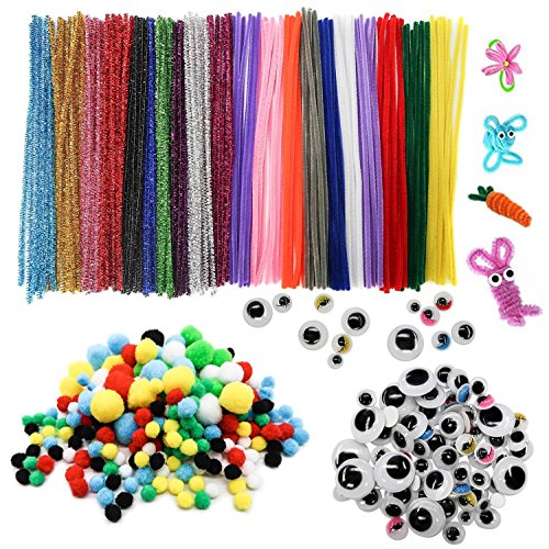 Toaob - Hilos de felpilla de colores, gancho, pipas para manualidades, ideal para crear todo tipo de animales, suministros de arte, 320 unidades