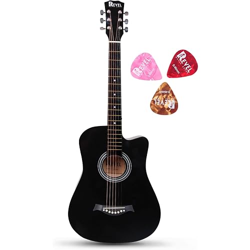 Revel 38 Inch Glossy Acoustic Guitar for Beginners and Professionals with Signature Guitar Feel, Westwood Guitar Style Set wi