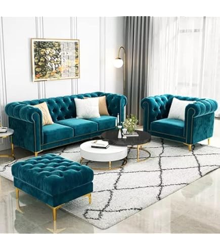 A to Z FurnitureModern Classic 4 Seater Fabric & Valvet Tufted 3+1