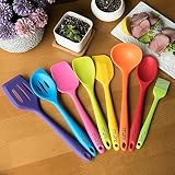 TTLIFE 8 Stücke Silikon Kuechenhelfer Set Silikon Kuechenhelfer Silikon Pfannenwender Küchenhelfer Bunt - 8