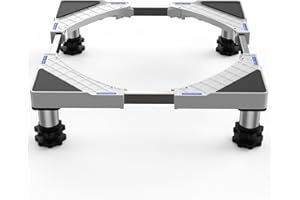 DEWEL Verstellbare Waschmaschinen Untergestell, Podest für Waschmaschine und Trockner, Bärenlast 350kg, Einstellbare Breite 44.5-67cm, Erhöhung Höhe 13cm-17cm, Weiß