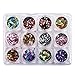 MLMSY 12 Box Metallic Colors Mixed Round Sequins Nail Art Glitters Thin Sequins Beauty Shinning Manicure Paillette DIY Nail Art Sticker Polish Decoration Makeup Nail Art Tip Random Color (12 Pcs)