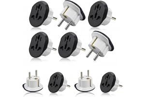 Adnext 4 Pcs UK to EU Plug Adapter – 3 Pin to 2 Pin Electric Switch – 16A 250V Universal EU Converter – UK/US/AU/CN to Europe Travel Plug Adapter – European Socket Converter