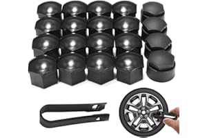ROHMERIQUE 20 Pcs 17mm Wheel Nut Covers with Removal Tool, 16 Standard + 4 Locking Caps, Rustproof & Dustproof Lug Bolt Protectors, Universal Fit for Most Car Models (Black)