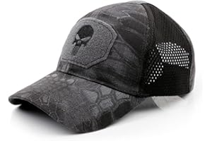 YESCAP New Tide Punisher Skull Multicam Operator Gorra de béisbol de Malla Hombres Cool Fitted Tactical Cap Deporte al Aire Libre Transpirable