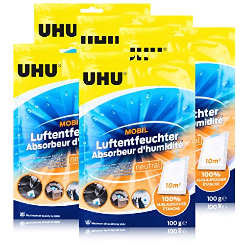 5x UHU Air max Luftentfeuchter mobil mit Auslaufschutz für Auto, Wohnwagen uvm.