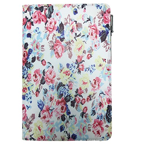 Tablet Tasche für Huawei MediaPad T1 10.0 24,4 cm (9,6 Zoll) Schutz Hülle Etui mit Standfunktion + Touch Pen – 9.7 Zoll Rosen 360_ - 3