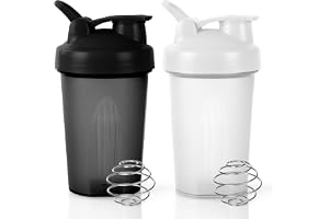 AOGOE 2 st proteinshaker, 400 ml, läckagesäker proteinskakare, proteinshakerkopp, proteinshakekopp, för fitness, svart +
