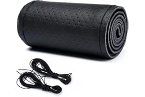 FM2018XSL Funda Volante Coche,Universal 36-40cm Cubierta Volante de Cuero de Vacuno para automóvil,Cubierta Protectora del Volante con Aguja e Hilo, Elegante y Transpirable