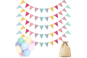 ‎DUSOR Dusor Outdoor Bunting, 5 Pieces, 5 m 60 Bunting, Children's Room, Happy Birthday Garland, Birthday, for Party Decoration, School Decoration