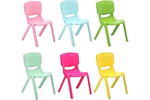 Jolitac 6PCS Colorful Stackable Chair Children School Chairs Plastic Kids Learning Chair Coloured Party Play Garden Indoor Outdoor, Up To 70kg