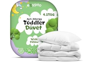 EGYPTO 4.5 Tog Anti-Allergy Cot Duvet & Pillow Set - Soft & Lightweight Toddler Bed Set - Machine Washable - Cot Bed Set for Children, Toddlers (120cm x 150cm, 4.5 TOG)