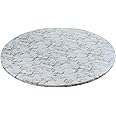 Fenteer Round Fitted Tablecloth with Flannel Backing, Waterproof Wipeable Table Cover Elastic Edge, Luxury White Marble Pattern, for Round Tables, 102 to 112cm