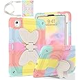 AVAKOT iPad Air Case 5th/4th Gen 10.9 Case, iPad Pro 11 Cases 3rd 2nd (2021/2020/2018) Case, 2 in 1 Rugged Full Body Shockproof Protective Girls Women Tablet Cover with Stand Pen Holder, Rainbow/Pink