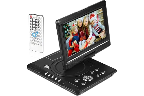 fasient Lecteur DVD HD Portable de 9 Pouces, Lecteur vidéo DVD à écran Large LCD Rotatif à 270 degrés Compatible avec AVI EVD DVD, SVCD, VCD, CD, CD-R/RW et MPEG-4 pour Voiture en Plein air(EU)