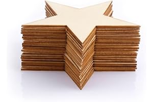 Savita Lot de 20 étoiles en bois brut pour travaux manuels et décorations, peinture et écriture pour décoration de festival de Noël