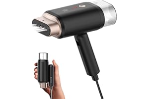 MISTSINCE 2in1 Vaporizzatori da Viaggio Ferro da Stiro a Vapore e a Secco,Pieghevole Facile da Riporre Leggero Ferro da Stiro da Viaggio Senza asse da Stiro,20 Secondi per Riscaldare,22g/min Vapore,Oro Nero