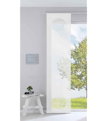 Home Fashion ROM Tenda A Pannello In Organza Semitrasparente, 245 X 60 Cm, Bianco, Con Binario E Accessori Inclusi, Accorciabile