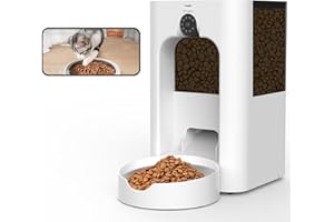 SANSCO Automatic Cat Feeder with Camera: Automatic Dog Feeder, 2K Video Recording Timed 2.4 & 5GHz WiFi App Control Pet Feeder Dispenser for Cat Dog, Rotates Up and Down, 4L