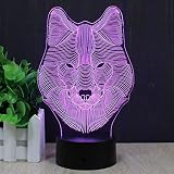 Wolf 3D Optische Illusions-Lampen, FZAI Tolle 7 Farbwechsel Acryl berühren Tabelle Schreibtisch-Nachtlicht mit 150 cm USB-Kabel für Kinder Schlafzimmer Geburtstagsgeschenke - 5