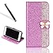 Produktbild Galaxy S8 Plus Diamant Hülle,Bling Glitzer Hülle für Samsung S8 Plus,Leeook Luxus Noble Sparkle Lila Strass Kristall Diamand PU Leder Handyhülle Schutzhülle Tasche Klapphülle Flip Folio Case Glitzer Book Stand Wallet Hülle Cover ID Card Karte Etui Skin Shell Handytasche Bumper mit Schmetterling Magnetverschluß für Samsung Galaxy S8 Plus + 1 x Schwarz Eingabestift-Purple