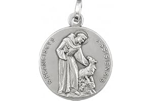 925 sterlingsilver Saint Francis från Assisisi-medalj - Europas beskyddare, Silver, Ingen sten