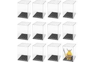 EBKCQ Vetrina Acrilica, 12 Pezzi Acrilico Impilabile Modello Vetrina, Minifigures Building Block Vetrina, Antipolvere Vetrina Giocattoli Modello Scatola di Visualizzazione per Minifigures, 48*48*68mm