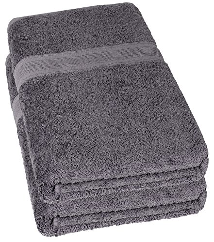 NatureMark NM-HT0802 Frottier Saunatuch Doppelpack, 80 x 200 cm, 100% Baumwolle, anthrazit/grau