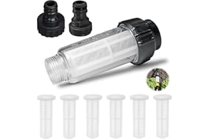 TAIPINTEE 7 Piezas Filtro de Agua Hidrolimpiadora, Limpiadora Lavadora a Presion Filtro Antical, Filtro de 3/4 Pulgadas con 6 Filtros + 2 Adaptadores, Compatible con Hidrolimpiadora Karcher K2 - K7