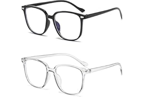 JUGNAW Occhiali Luce Blu 2 Pack per Computer e Gaming, Protezione UV, Montatura Leggera in Plastica, Lenti Anti-Riflesso e Anti-Affaticamento, Adatti per Uomo e Donna, Blocco Raggi Blu