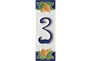 SCONOSCIUTO Piastrelle in ceramica italiana con design a limoni, con numeri e lettere, dimensioni delle piastrelle: 10 x 3,5 cm (numero 2)