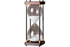 WMYYLX Clessidra Grande 60 Minuti in Legno - Decorazione in Vetro Arcobaleno per Casa, Scrivania, Ufficio e Nozze (Bianco)