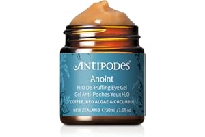 ANTIPODES Anoint H₂O De-Puffing Eye Gel – Hydrating Eye Gel for Puffy Eyes, Dark Circles & Eye Bags – Coffee, Cucumber & Manuka Honey – All Skin Types – 30ml