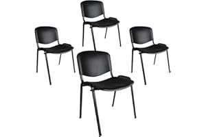 Topsit Lot de 4 chaises visiteurs, chaises de conférence, empilables, avec Assise et Dossier en Plastique