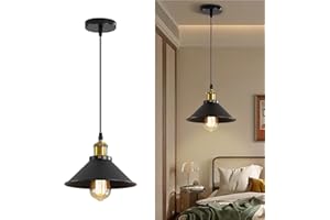 Lumiup E27 Suspension Luminaire Vintage, Luminaire Plafonnier Métal Noir, Lustre Chambre, Éclairage de Plafond Intérieur/Extérieur, Plafonnier Lampe pour Salon, Cuisine 22 * 13CM (Sans Ampoules)