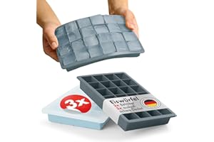 Blumtal Eiswürfelformen Silikon 3er Set - 24er Eiswürfelform mit Deckel - BPA-freie Silikon Eiswürfelform - Ice Cube Tray lebensmittelecht - Ice Tray - Graublau + Graublau + Hellblau