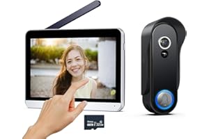SIMBAILAI 1080P Vidéo Interphone Visiophone Portier sans Fil,Écran Tactile 7 Pouces,Champs de Vision 160°,Verre trempé, Détection de Mouvement,IP55 Imperméable,Vision Nocturne Doorbell sans Fil