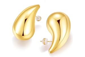 EXGOX Dupes Boucles d'oreilles,Boucles d'oreilles Chunky Boucles d'oreilles créoles hypoallergéniques épaisses Boucles d'oreilles en or Boucles d'oreilles Dupes légères